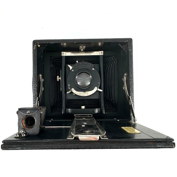 1907 Seneca Chautauqua 4x6 Folding Camera w/ Seneca Duo Shutter + Plate Holders - Picture 3 of 16